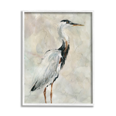 " Ornate Crane Portrait Over Soft Neutral " by Carol Robinson Painting Print