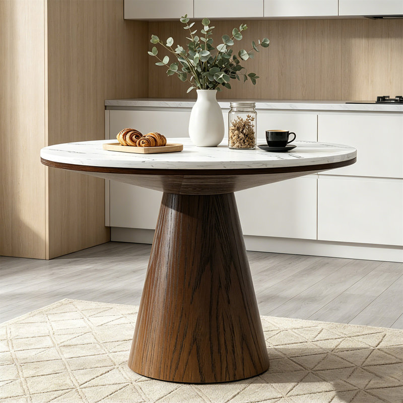 Table de salle à manger ronde, minimaliste et élégante pour le salon et la salle à manger, Brown