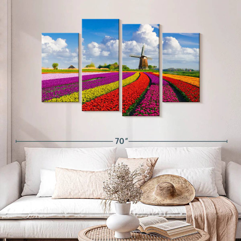 Rangées de tulipes multicolores Alvord, H 32 po x l 52 po