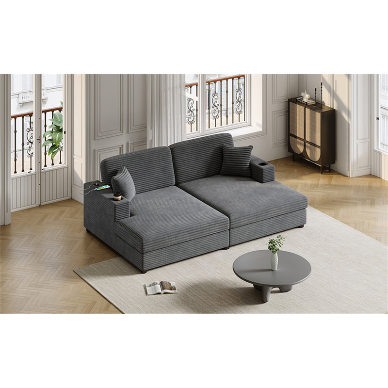 Canapé-lit 86,5 po, Gris foncé