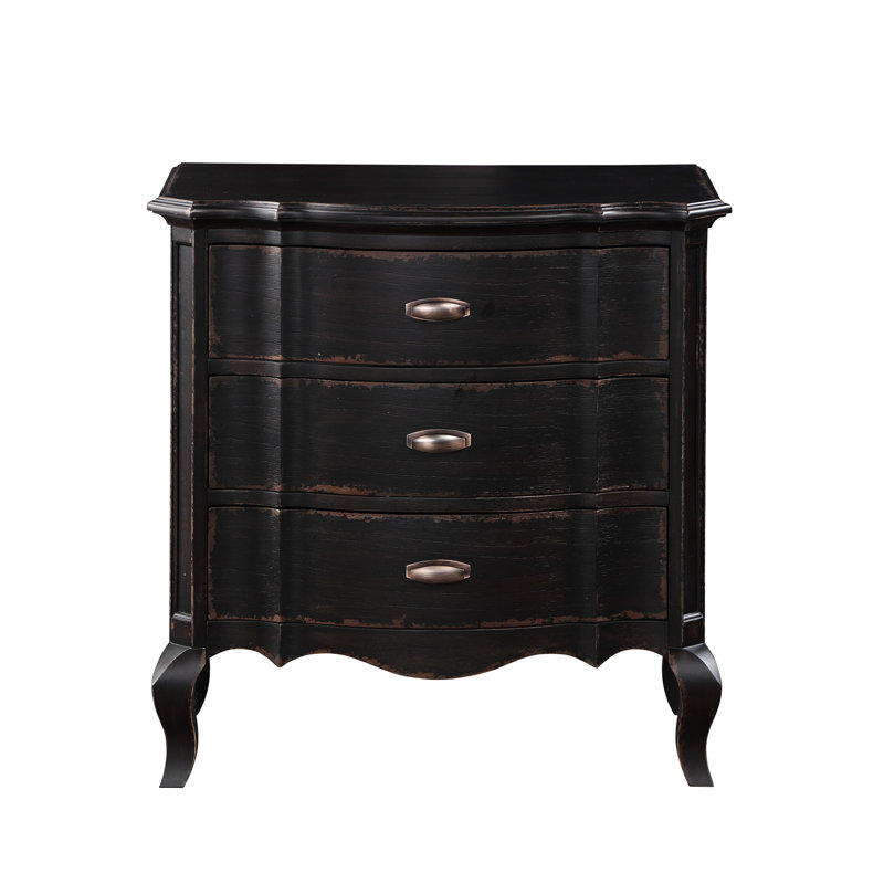 Lit à panneaux noir antique - table de chevet inspirée avec tête de lit à boutons et glissières latérales en métal à trois tiroirs, pieds, largeur de 30 pouces de hauteur, détails de finition à 18 profondeurs, garniture cloutée, tiroirs fonctionnels,