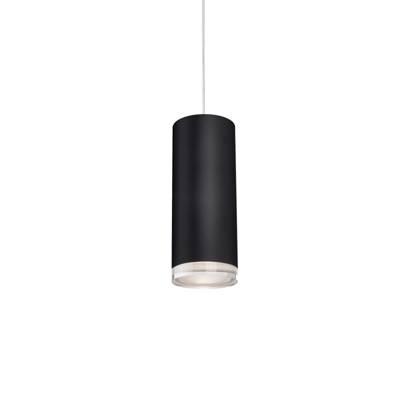 Eclat 10'' LED Cylinder Pendant with Clear Crystal Disc in Brushed Nickel