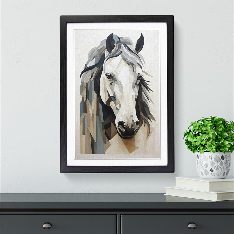 Shire Horse Geometric - Framed Print, Black, 34cm H x 25cm W x 2cm D