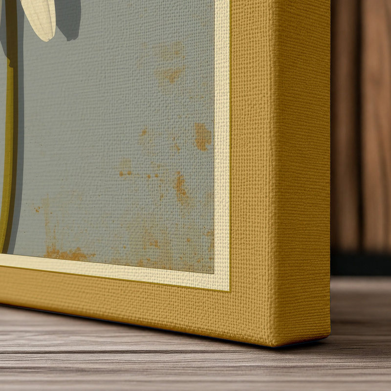 Single Daisy Botanical - Wrapped Canvas, 24x16 - 61.0 x 40.6 cm, Ochre Border
