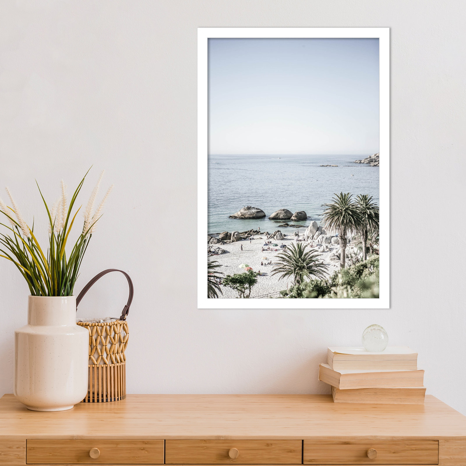 Pindall "Clifton Beach" Print, 21" H x 15" W, White