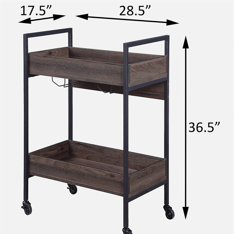 Chariot de service double noyer et noir