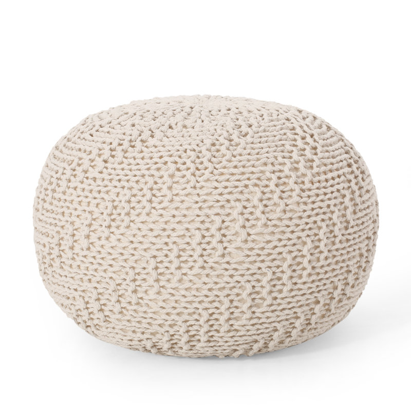 Pouf rond de 20 po de largeur, Ivoire