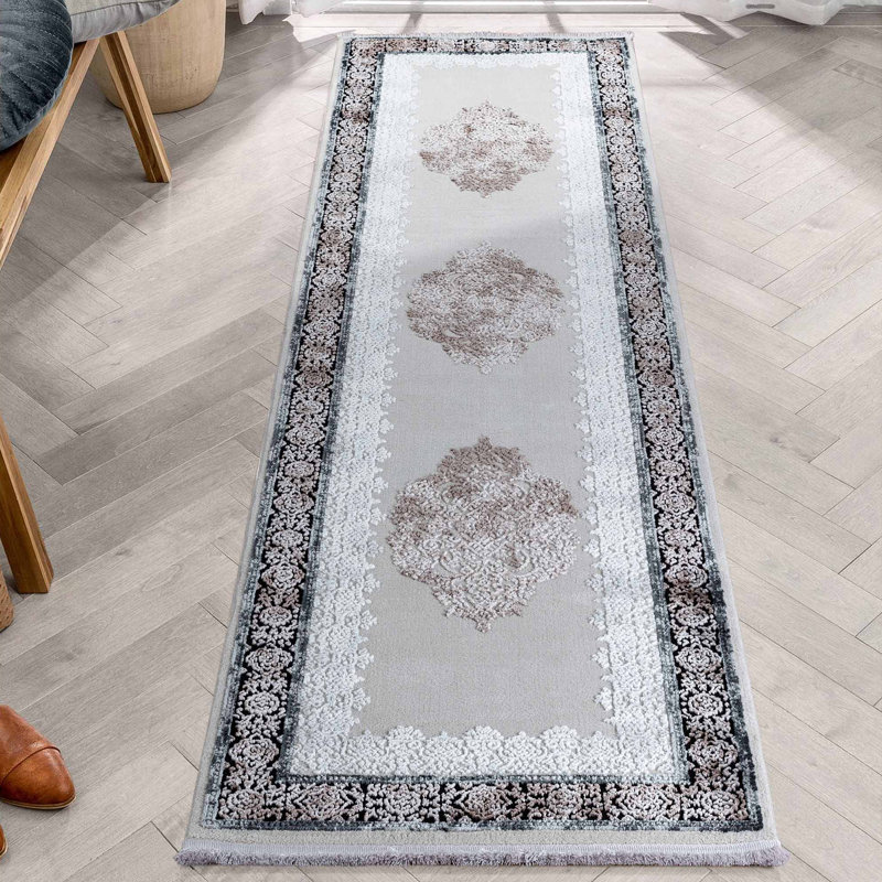 Machine Woven Grey Indoor Rug, Runner 80 x 300cm