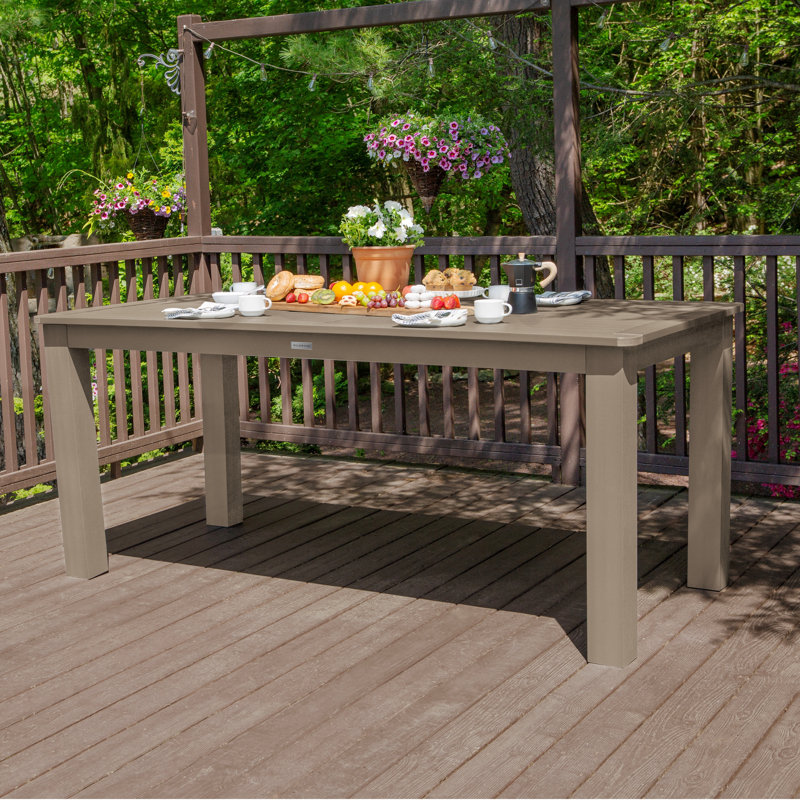 Highlawn Rectangular Outdoor Dining Table With Umbrella Hole , in. W 41.75'' in. D, 36'' H x 42'' W x 84'' D, Woodland Brown