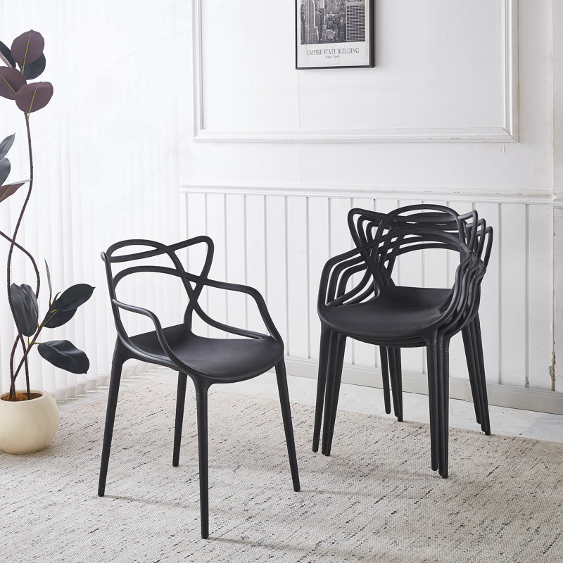 Chaises de salle à manger en plastique - ensemble de 4, Noir