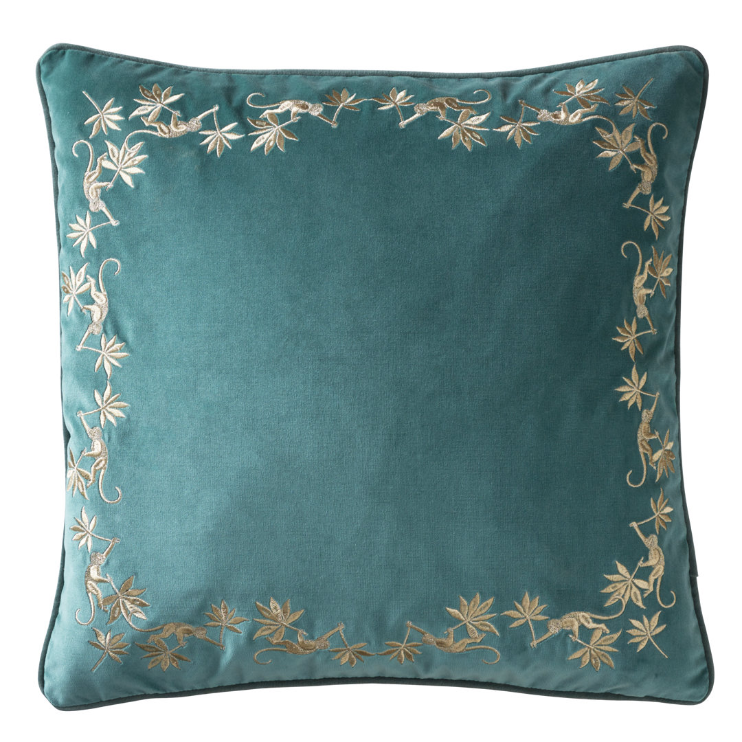 Sapphire Garden Feathers Floral Square Scatter Cushion