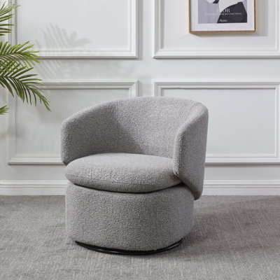 Fauteuil demi-tonneau pivotant en mélange de polyester de 29,9 po Janice