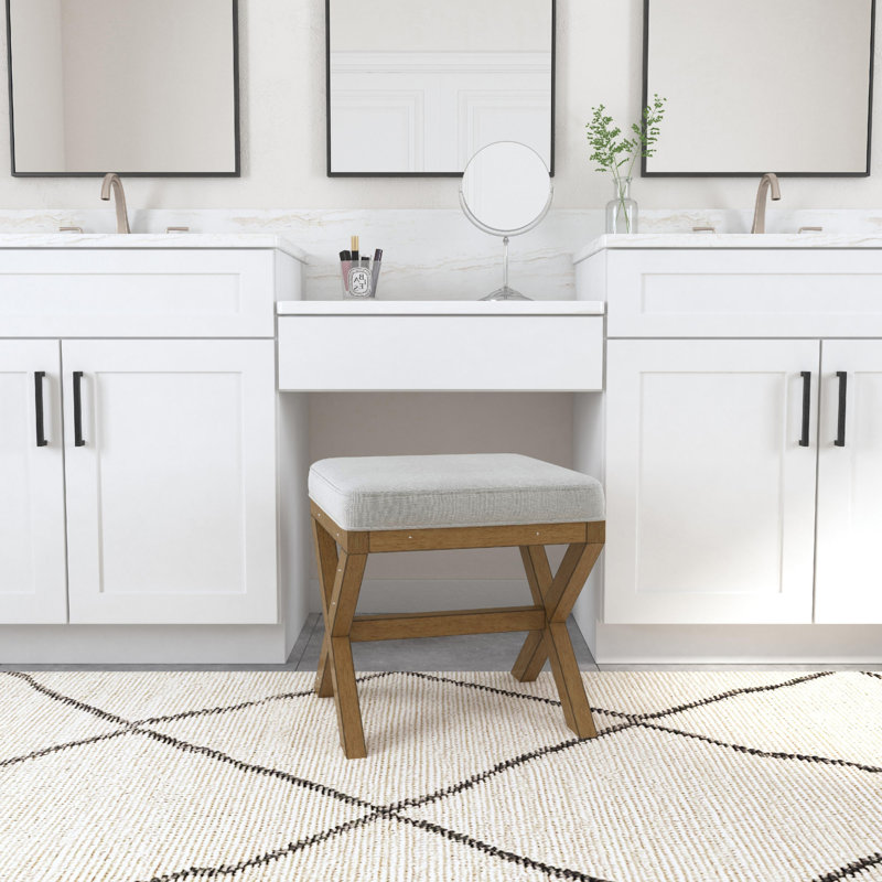 Tabouret de coiffeuse en bois sans dossier Keane