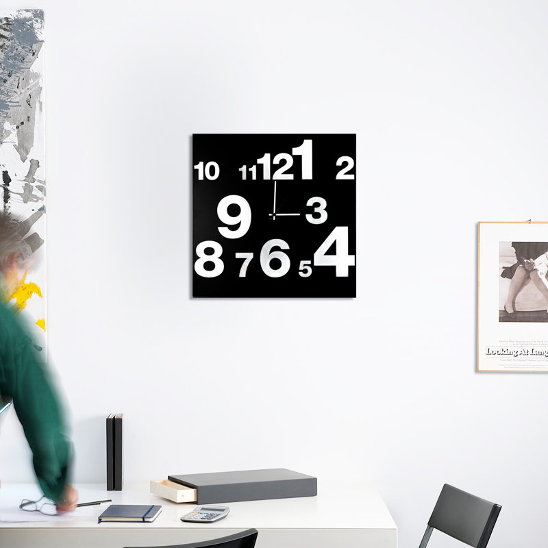 Ampthill Metal Wall Clock, Black/White