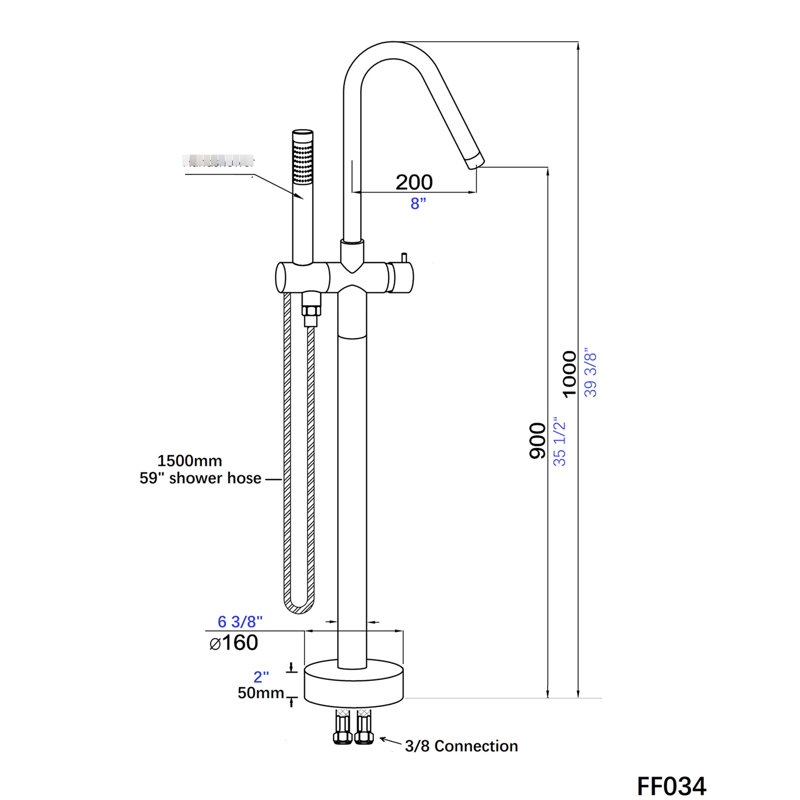 High-performance Freestanding Bathtub Faucet With Hand Shower In Smooth Finish