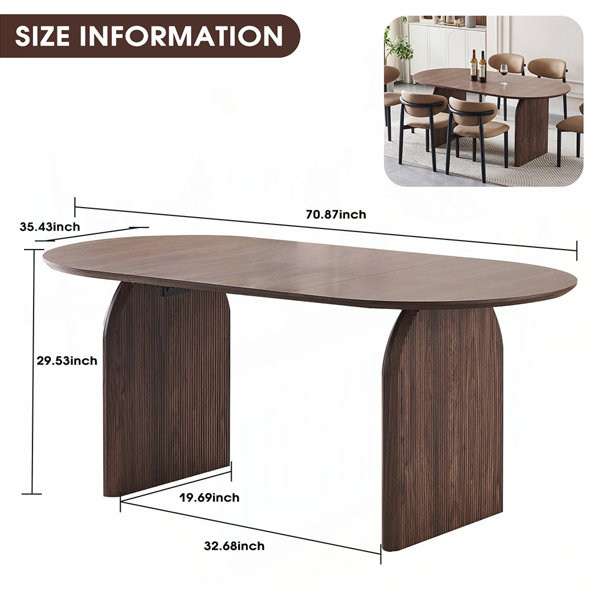 Latitude Run® Elliptical Extendable Dining Table with Curved Legs, for ...