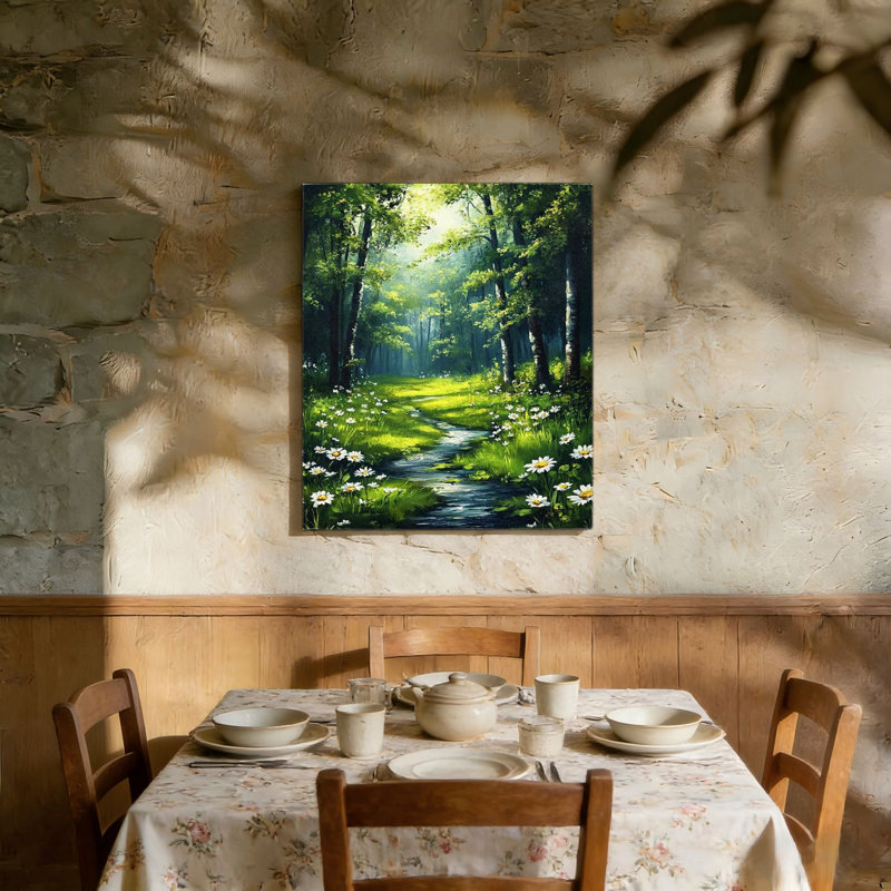 36 po x 24 po, grand arbre vert foncé avec fond en bois et cadre mural en bois pour décoration intérieure