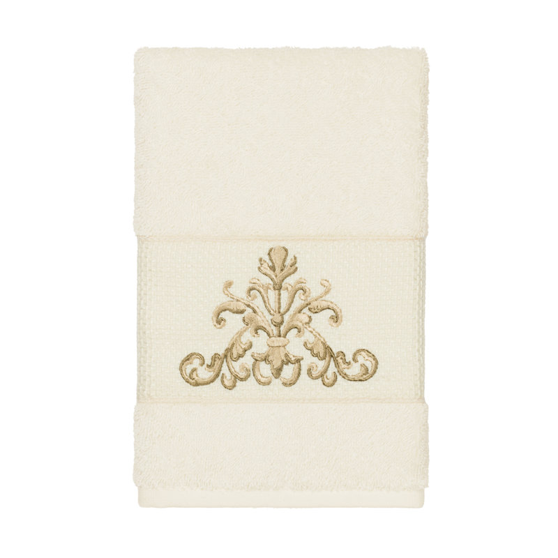 Débarbouillette en coton turc à ornements, Crème