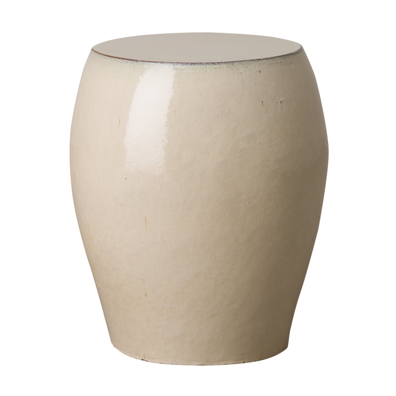 Tabouret de jardin en céramique Clesha, Crème, crème