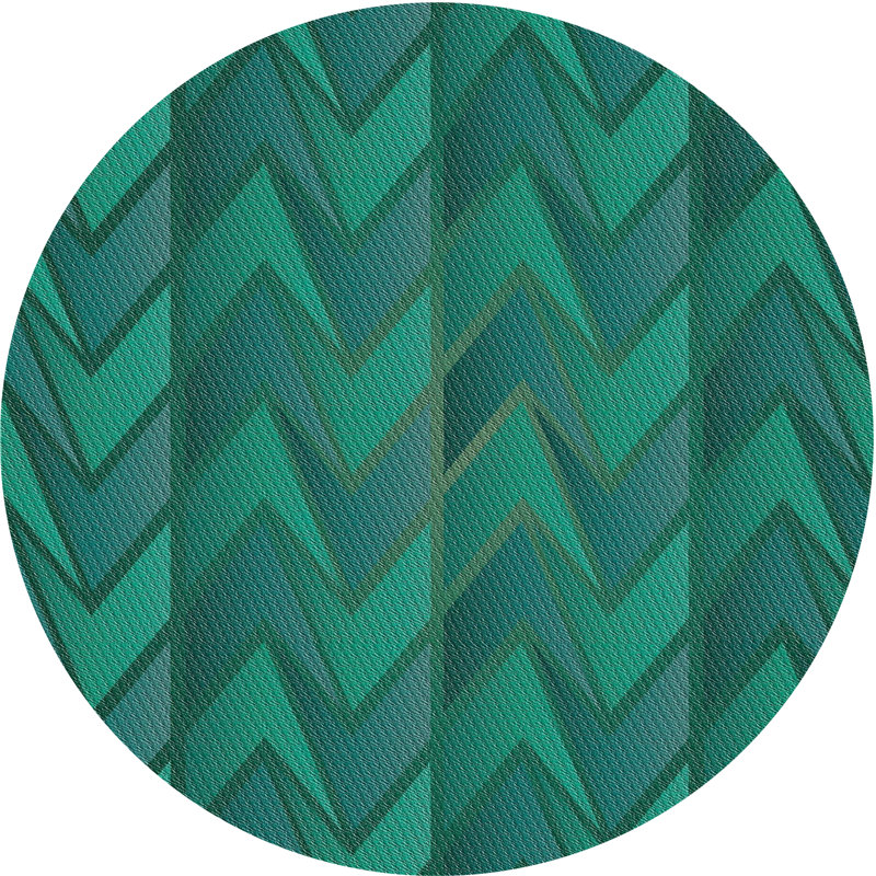 Tapis vert à chevrons Koffler, Rond 8 pi