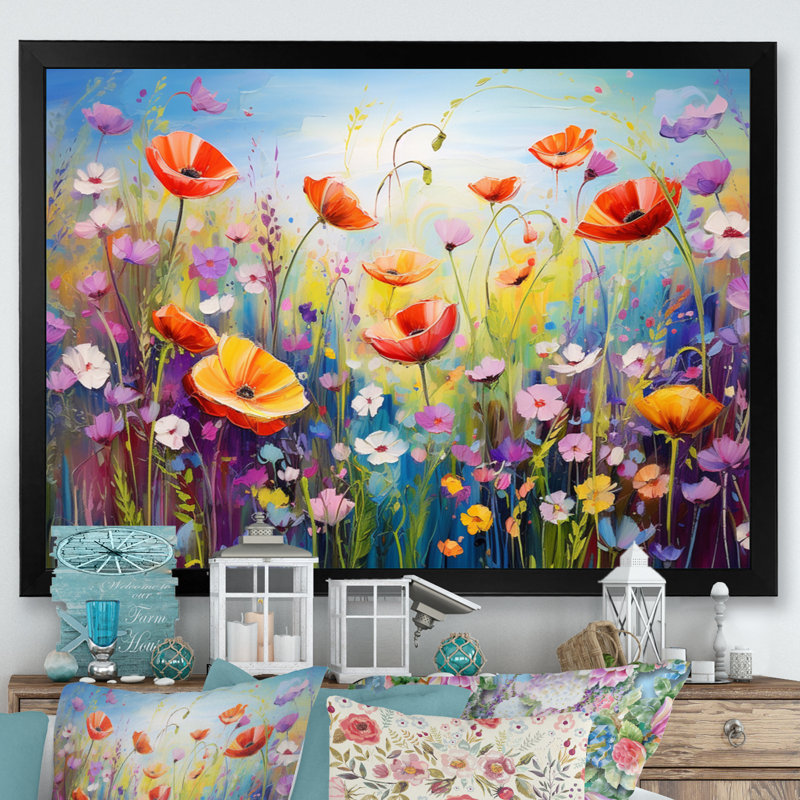 Fleurs sauvages - Rhapsodie florale - impressions encadrées, H 12 po x l 20 po x P 1 po, Cadre noir