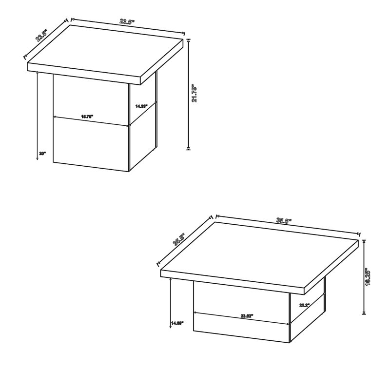 Ensemble de 3 tables basses et tables de bout Darla, pin brun foncé