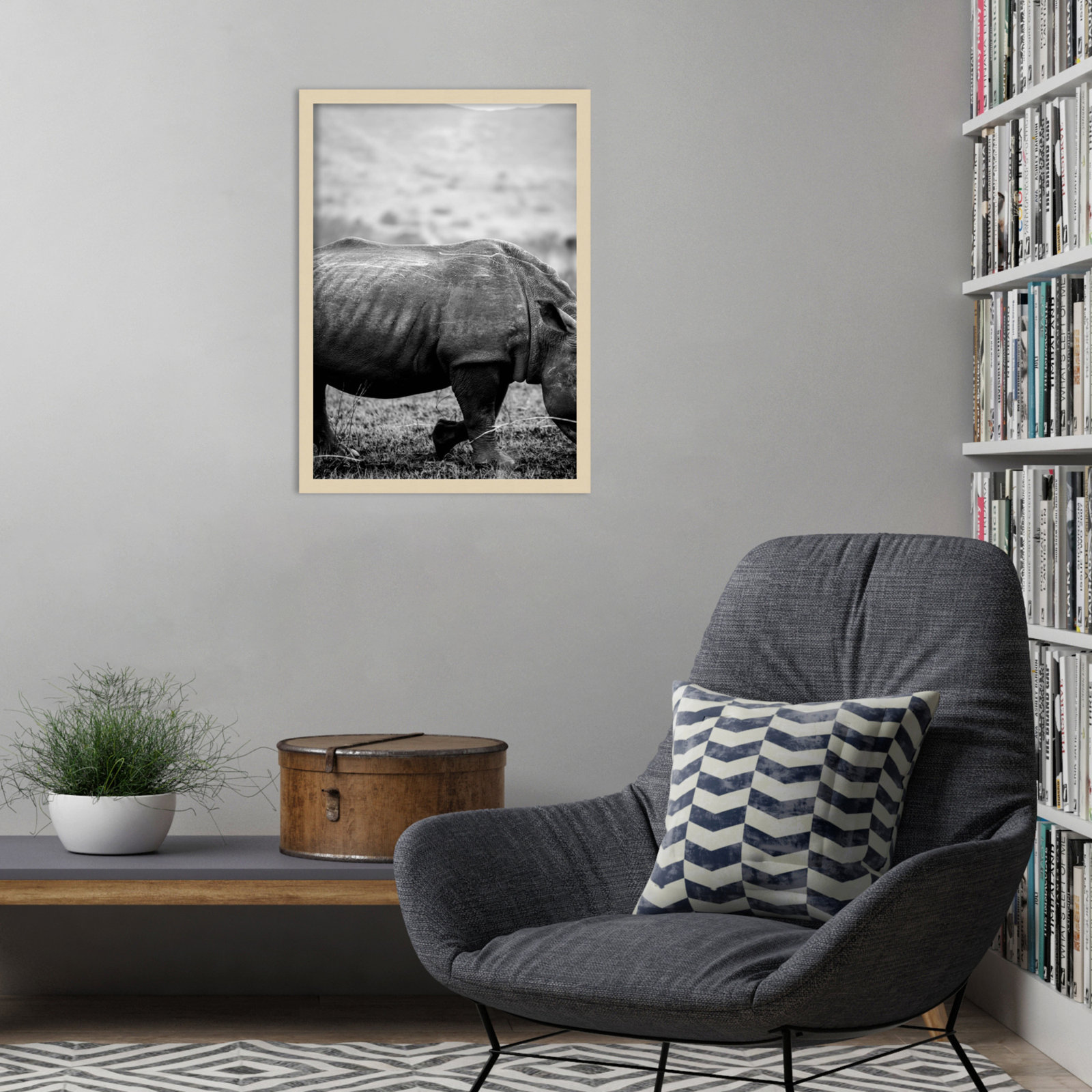 Pepperidge "Black Rhino" Print, Brown, 25" H x 18" W