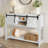 Sliding Barn Doors Console Table with Storage Shelf-1980191846