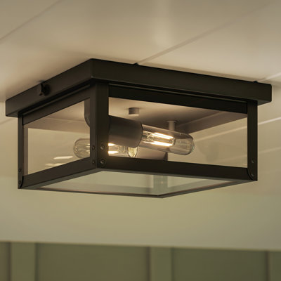 Luminaire encastré intérieur / extérieur noir Union Square avec panneaux en verre transparent
