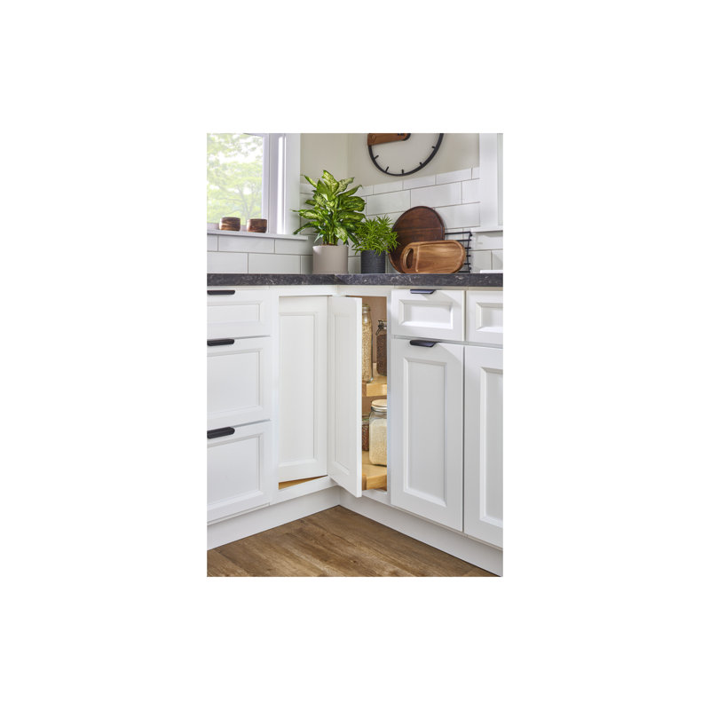 Plateau tournant en bois à 2 tablettes