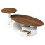 Tables basses ovales et rondes de luxe, salon, table centrale blanche, 2 pièces, tablettes de rangement à glissières réglables, finition, facile à monter, sécuritaire pour