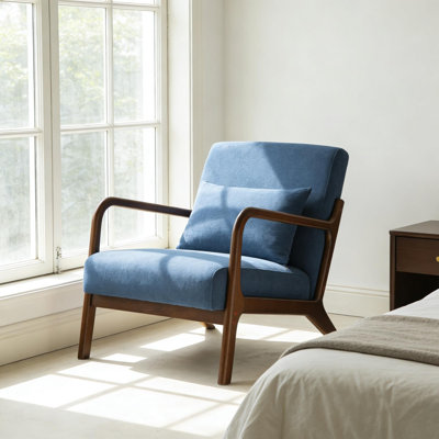 Chaise d'appoint rembourrée avec coussin lombaire Mid-Century