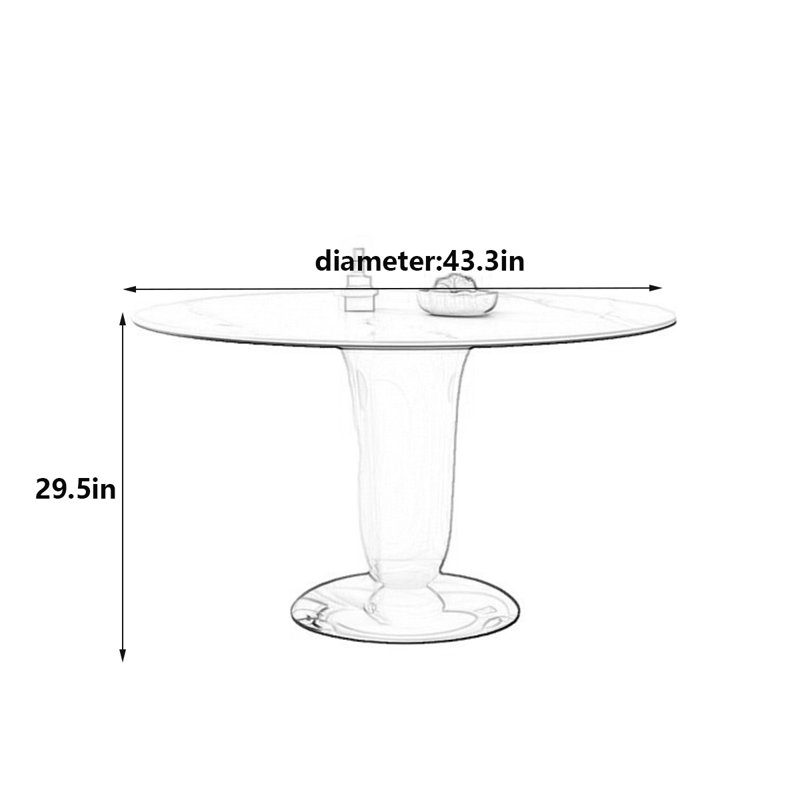 Table de salle à manger crème et brillante, H 29,5 po x L 43,3 po x l 43,3 po