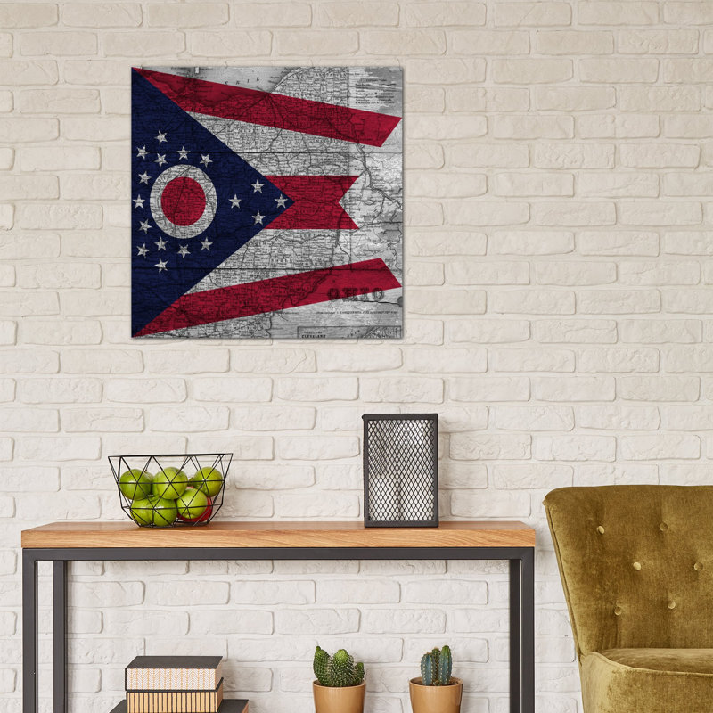 "flags ohio" , impression sur toile, H 37 po x l 37 po x P 1,5 po