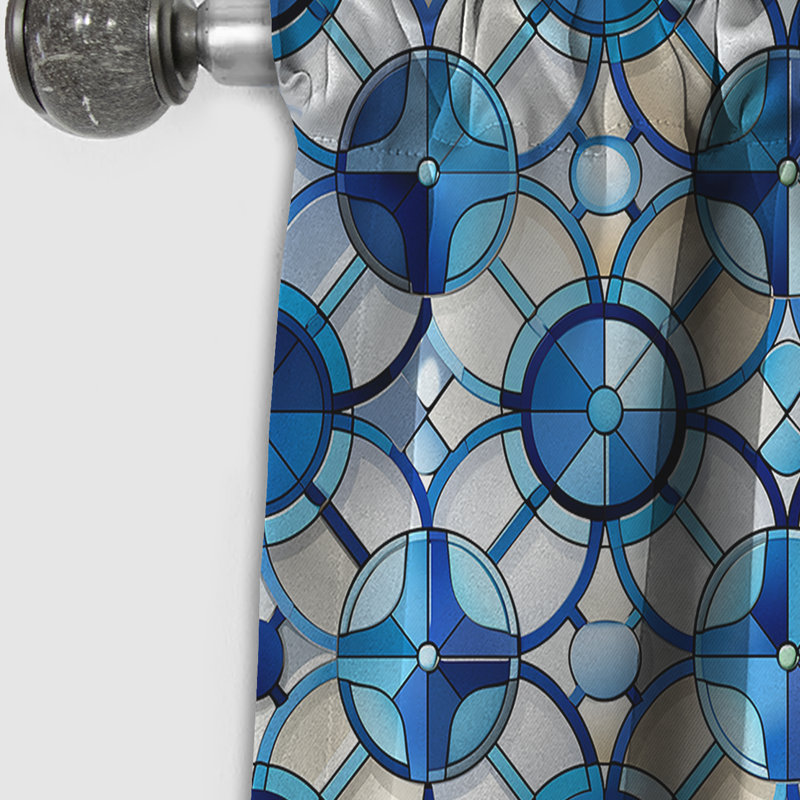 Carreaux à motif de treillis bleu et blanc - Rideau occultant géométrique abstrait - 1 panneau, L 52 po x L 84 po