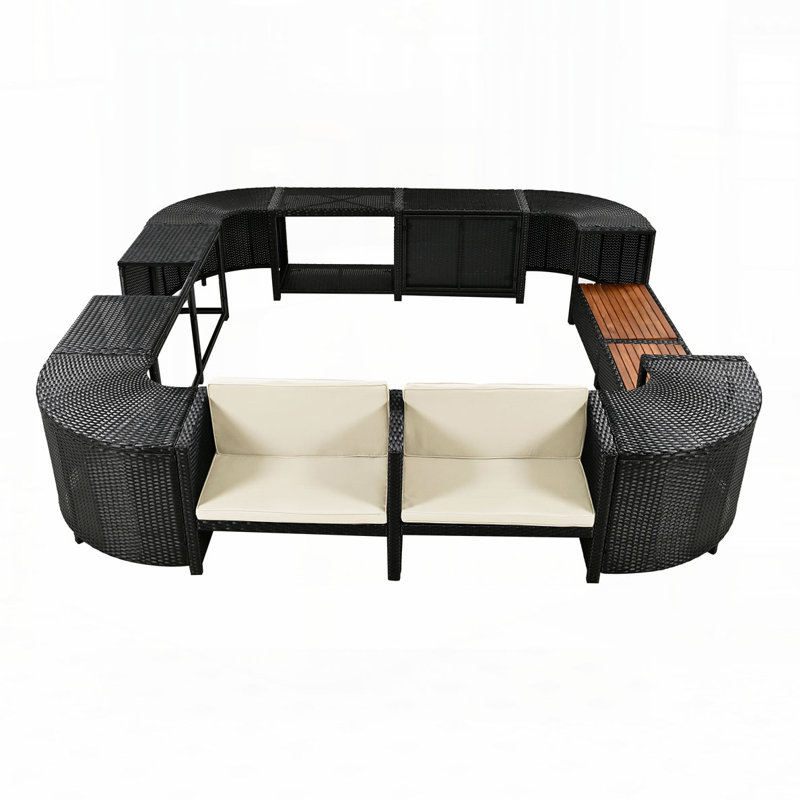 Ensemble de canapé modulaire d'extérieur en rotin, Beige