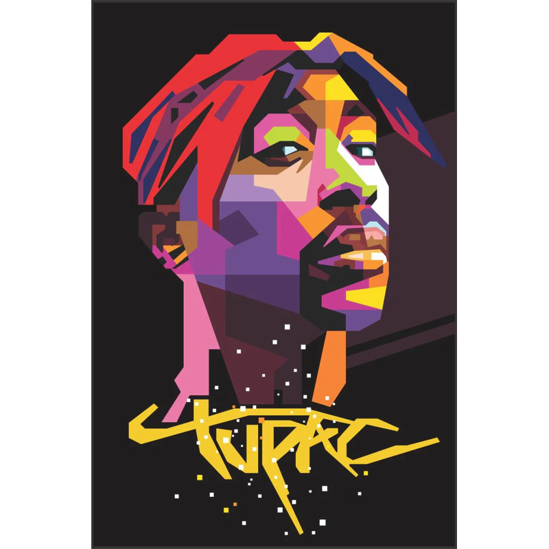  Officiellement sous licence Tupac - Affiche d'art abstrait - 24 x 36 po - reproduction décorative - papier affiche - prêt à encadrer