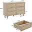 Commode en bois et commode à 6 tiroirs en rotin avec poignées en métal 43 po