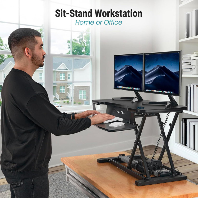 VersaDesk 36" Power Pro White Electric Standing Desk Converter