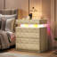 Diamond-Textured 2 - Drawers Bedside Table with Hidden Storage and Lockable, Modern Nightstand with Human Sensor Light-1865869096