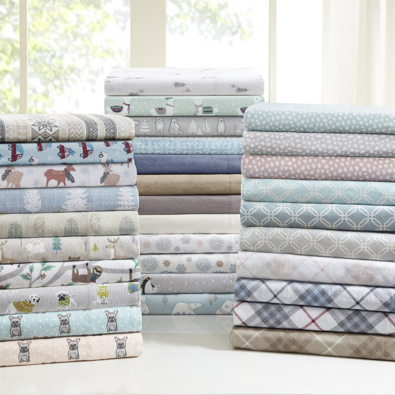 Cozy Flannel 100% Cotton Sheet Set, King Sheet Set with 2 Pillowcases, Ivory Solid