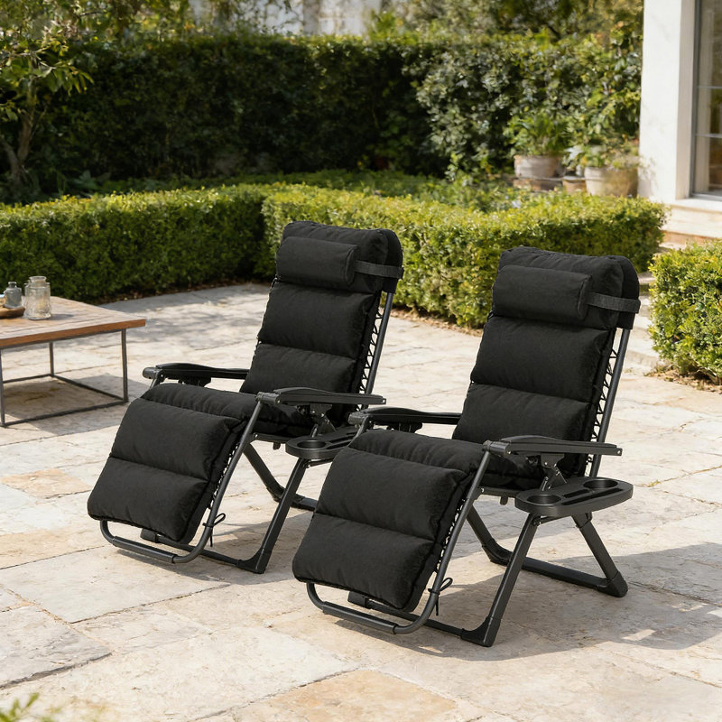 Ensemble de chaises longues inclinables et pliantes pour l'extérieur