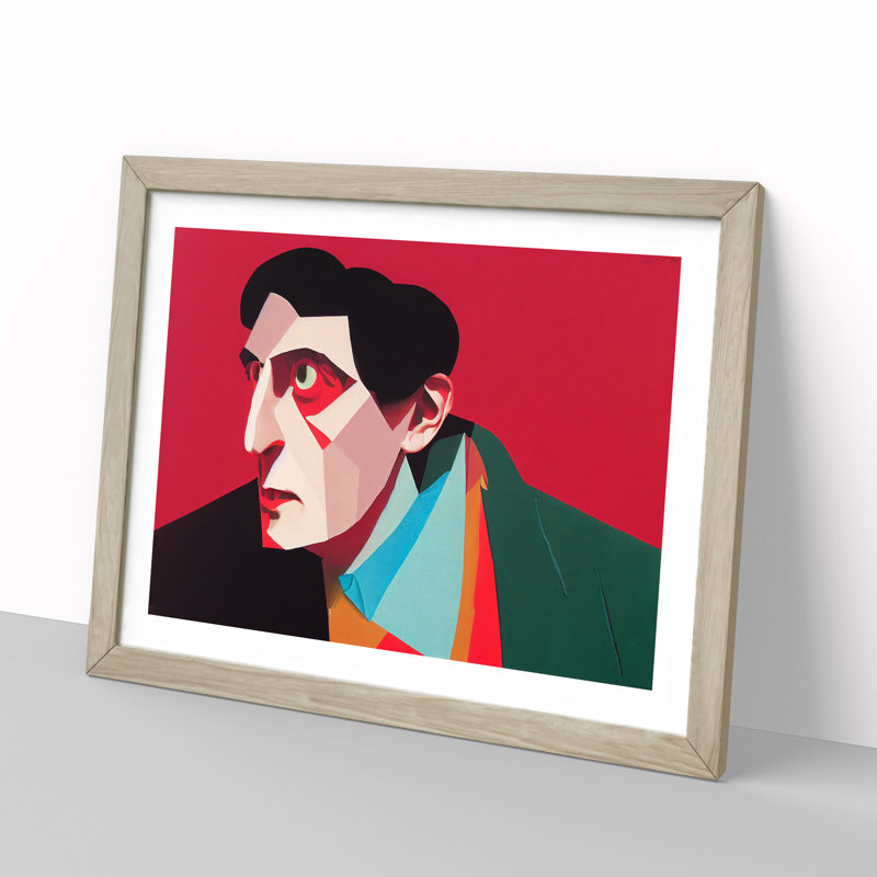 XH1022-7075X Portrait Of A Man Abstract - Single Picture Frame Print, 46cm H x 64cm W x 2cm D, Oak Framed