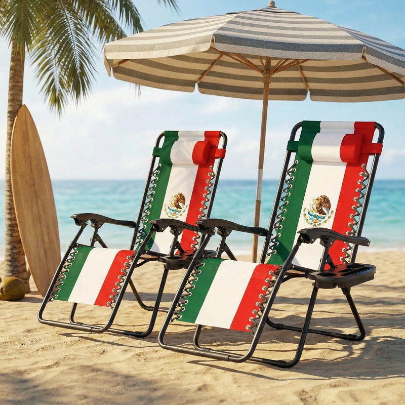 Zero Gravity Chairs, Folding Recliners Outdoor Patio Lounge Chairs With Adjustable Headrest and Cup Holder Tray