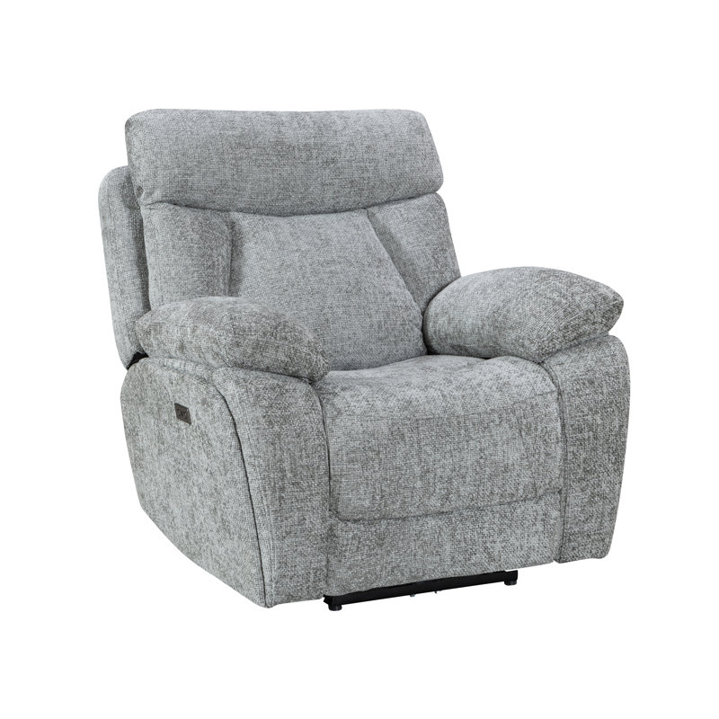 Willowfern Power Recliner Armchair with USB Charging - Biscuit, Nickel Fabric, 105" H x 102" W x 97" D