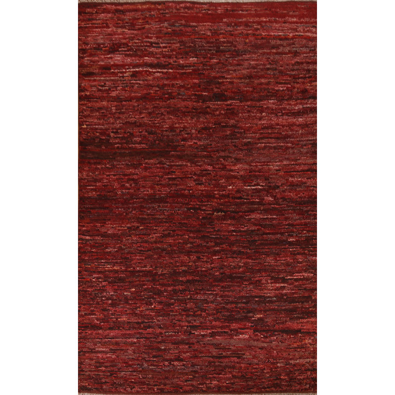 Tapis unique en laine rouge 6 pi 7 po x 9 pi 10 po New Age