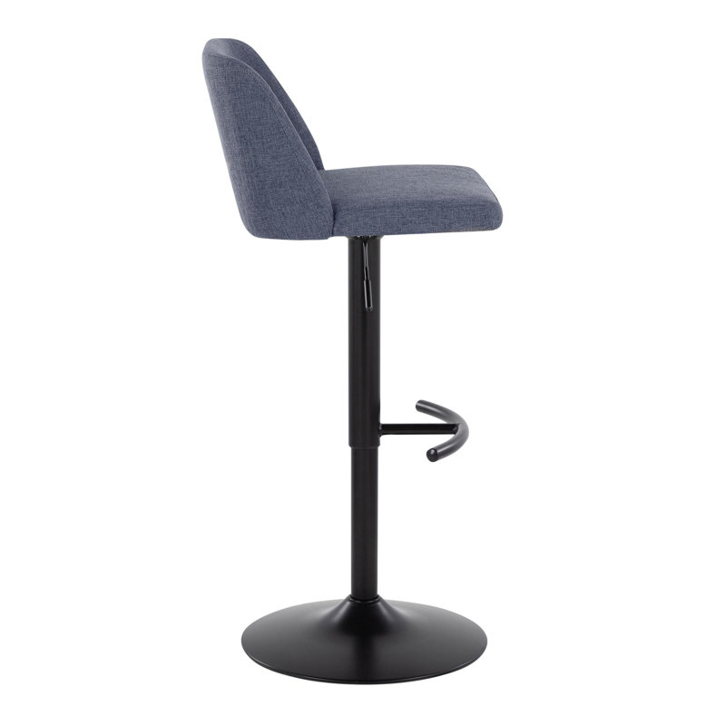 Swivel Upholstered Adjustable Height Counter Stool with Metal Frame, Blue/Black