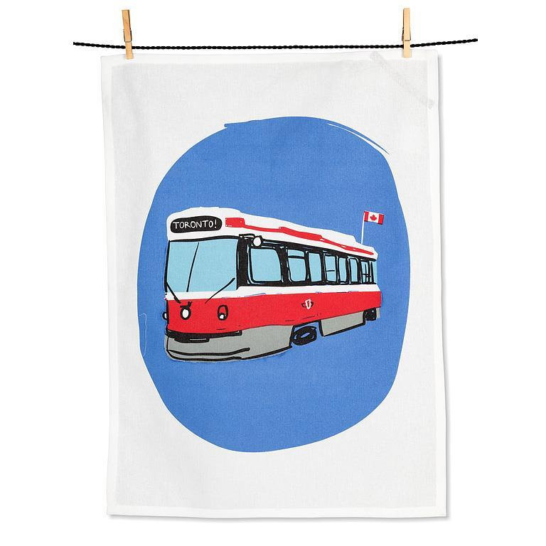 Torchon Streetcar, 6" L x 6" W, Blue-Red-White