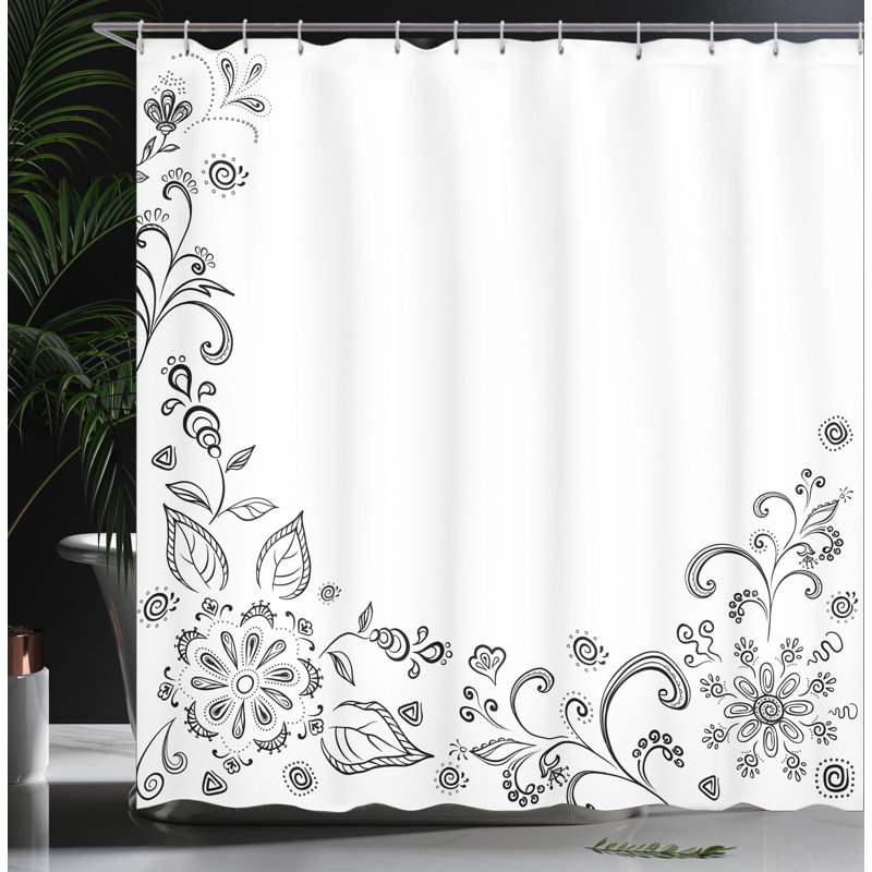 Ensemble de rideau de douche + crochets, H 70 po x l 69 po
