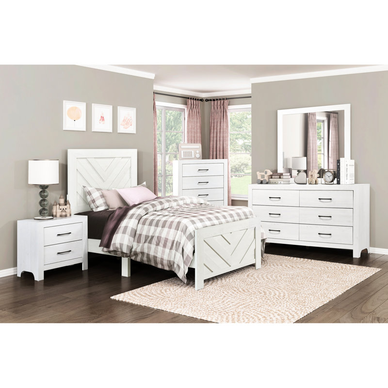 Lit à panneaux simple moderne en blanc - Mobilier de chambre en bois contemporain et pratique